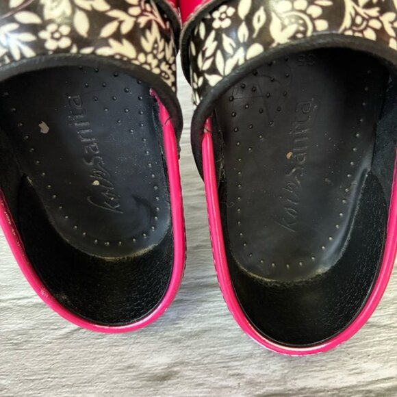 Koi By Sanita White Floral Black & Pink Closed Clogs Comfort Mules Shoes - Picture 7 of 15